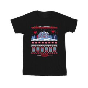 Netflix Mens Stranger Things Fair Isle T-Shirt / Black